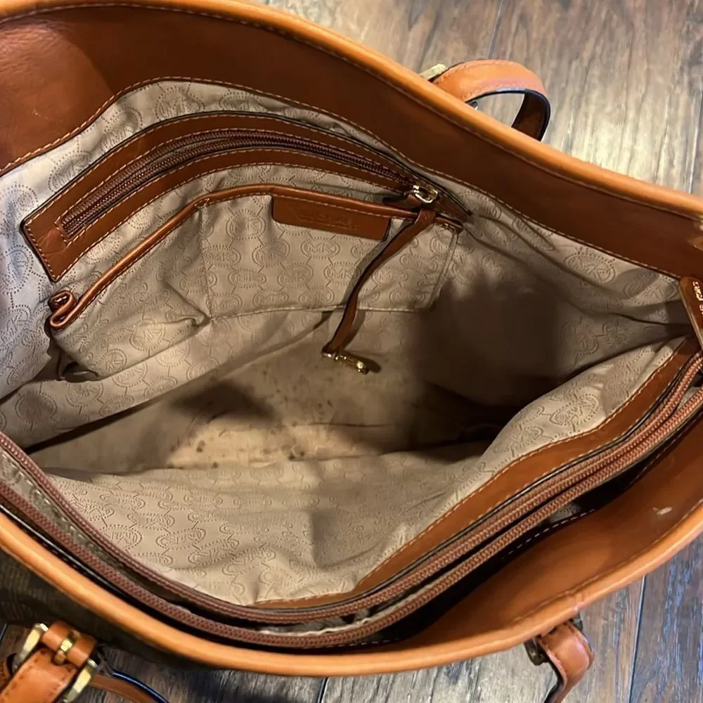 Michael Kors Signature Brown Tote Bag Shoulder Bag big in GUC